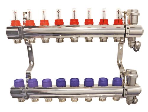 Collecteur PCBT 8 départs en laiton chromé - SOMATHERM